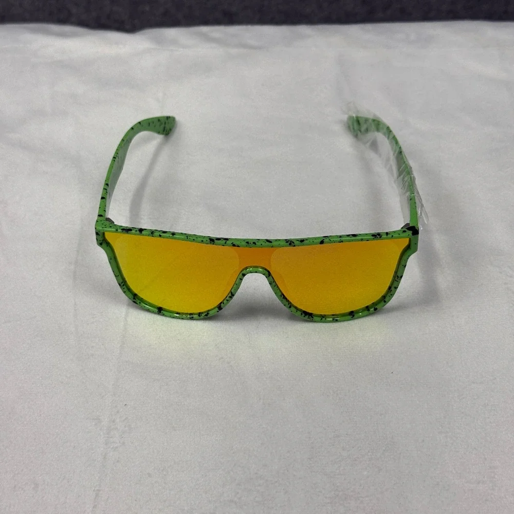 Tipsy Elves Psychic Pathway Sunglasses Green‎ Splatter Orange Mirror TE-SSG600